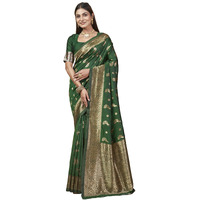Shasmi Women's Banarasi Saree Pure Kanjivaram Silk Saree Soft New Ladies 2025 Design Wear Pattu Sarees Latest Party Sari Collections With Blouse Piece For Wedding Sadi (Pari-188 Dark Green)