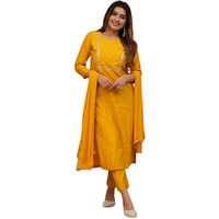 Shiv Textiles Silk Blendembroidery Ethnic Designer Kurta Set For Women (Jd-Pragati-Mustard-Xxl)