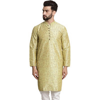 Sojanya (Since 1958 Men's Silk Blend Pista Green Color Print Design Only Long Kurta