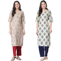 Tee Projekt Versatile Crepe Kurti & Pant Set For Women Printed Kurta Set