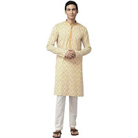 See Designs White Cotton Regular Fit Embroidered Kurta_Sdmekt1276M