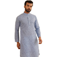 Sojanya (Since 1958 Men's Cotton Linen Blue Foil Printed Only Long Kurta