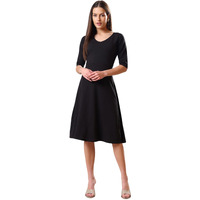 Purvaja Womens Fit & Flare Mini Dress (Bely-033_Black_Small)