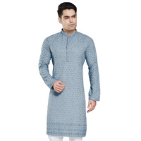 Divisive Men's Sequince Embroidered Cotton Blend Only Kurta (Dkrt8_M_Grey)