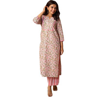 Fabnex Women Kurta Pant Set | Kurti Set With Pant For Women (K-46-Pink-2Xl)