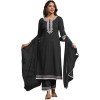 Fabnex Kurta Set For Women | Women Embroidered Kurta Set | Women Kurta Sets Kurtis | Women Kurta Pant Set (K-97-98) (Black, M)