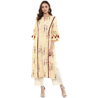 Idalia Womens Lemon Yellow Straight Rayon Kurta