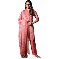 Leriya Fashion Kurta Pant Dupatta Set || Cotton Blend Block Printed Kurtis Pant With Dupatta For Women || Perfect For Office || Casual || Function Wear Kurta Set For Women (Small)