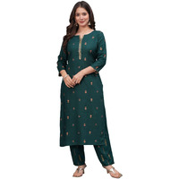 Rytras Women's Printed Straight Kurta Set With Palazzo Pants & Dupatta- Ethnic Wear, Green(Ryt609,Xxl)