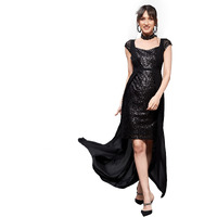 Miss Chase Women's Black Embellished Fit & Flare Maxi Dress (Mcss22D99-71-62-02, Black, Xs)