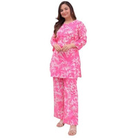 Shiv Textiles Women's Pure Cotton Floral Printed Cord Set(Cord-101-Pink-Xl_Pink)