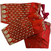 Vihu Fashion Women's Trendy Embroidery Maggam Work Half Sleeve Maroon Saree Blouse(Maggam 2 Maroon_38)