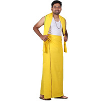 Prakasam Cotton Mens Colour Dhoti With Matching Towel (Roja Colour) / Colour Single Dhoti + Matching Towel (Colour : Yellow)