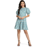 Om Sai Latest Creation Western Dresses For Women |A-Line Knee-Length Dress | Indo Western Dress For Women| Short Dress (Large, Skyblue) (Xxx-Large, Skyblue)