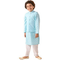 Pspeaches Boys Printed Pure Cotton Kurta With Pyjamas