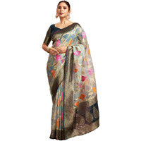 Satrani Women's Organza Banarasi Jacquard Saree With Unstitched Blouse Piece (3926S174N_Light Blue & Dark Rama Blue)