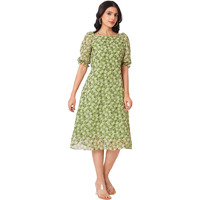 Selvia Western Dress For Women|Georgette Dress For Women|A-Line Dress|Floral Printed Dress For Women|One Piece Dress For Women (310Tk6048N-S_Green & Beige & Multi)