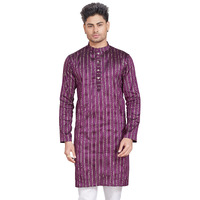 Divisive Men's Self Woven Jequard Art Silk Slim Fit Only Kurta (Dkrt476_Xl_Wine)