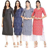 Pinkmint Women's Crepe Digital Print Straight Kurta(Pack Of 4) [X-362-366-348-346-Xxl]