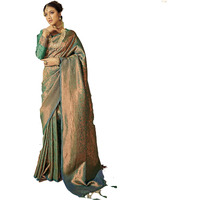 Pujia Mills Womans Handloom Banarasi Silk Saree With Zari Weaving Indian Ethnic Wear Jacquard Silk Saree Weaving Zari Border Saree Pink Color Wedding Saree For Bridal