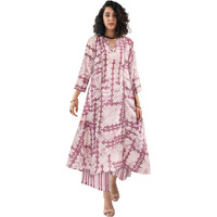 Toochki Kurta Set For Women | Two Piece Kurta Set | Ethnic Kurta Set | Latest Women Kurta Set | Flared Kurta Set | Trendy Long Kurta Set | Off White Kurta Set | Embellished Work In Neck
