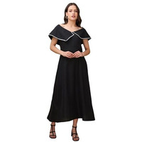 Purvaja Womens Cotton Black Dress (Floe-048-L)