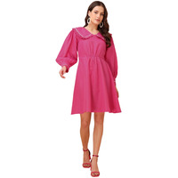 Purvaja Womens V-Neck Fit & Flared Cotton Blend Dress (Floe-039-L_Pink)