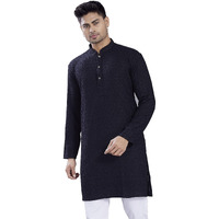 Divisive Men's Thread Embroidered Cotton Blend Only Slim Fit Kurta (Dkrt734_M_Black)