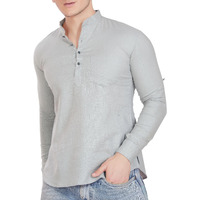 Divisive Men's Pure Cotton Relaxed Fit Short Kurta (Dkrt256_S_Grey)