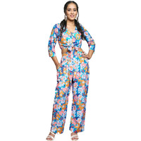Greciilooks Rayon Casual Standard Length Stylish Kurta Ethnic For Women | 3/4 Sleeve Co-Ord Set (Gl-W1942&Tr964_Multicolor_3Xl)