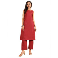 Varanga Women Solid Functional High Slit Kurta With Trouser