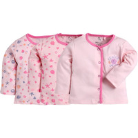 Baby Go Full Sleeve Set Of 3 Tees Combo For Baby Girls(9-12M,Pinkk)