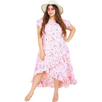 Oomph! Women's Western & Fusion Wear Crepe Wrap Maxi Dress - Pink