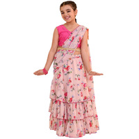 Pspeaches Girl's Polycotton Lehenga Choli (L-Peachrose_Peach_12-13Y)