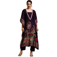 Varanga Women-Zari & Sequin Detailed Ethnic Printed Flared Kaftan With Trouser