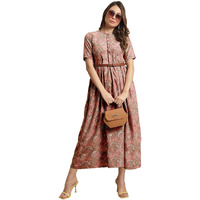 Tee Projekt Women Folklore Print Peach Gown Dress