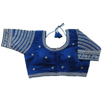 Vihu Fashion Women's Blouse Readymade Blouse Embroidery Multi Coding Gold Thread Indian Ethnic Designer Stitched Women's Readymade Royal Blue Color Saree Blouse For Women For Saree Lehenga Choli