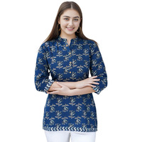 Jikonet Women's Regular Straight Short Kurti/Kurta - 529, (Xx-Large, Blue)