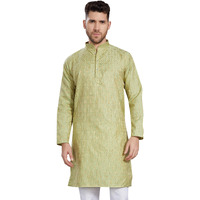Divisive Men's Banarasi Jecquard Silk Blend Only Slim Fit Kurta (Dkrt862_L_Pista)