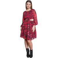 Purvaja Womens Cut Out Above Knee Length Dress (Floe-017_Red_Small)
