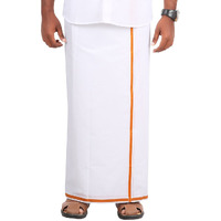 Prakasam Cotton Galaxy Men's White Dhoti With Big Barder (1.27 X 2.00 Meter)