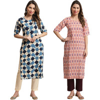 Tee Projekt Printed Crepe Kurti & Pant Set For Women Festival Wear Stylish Kurta Set