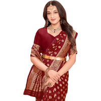 Glory Sarees Womens Banarasi Silk Saree With Blouse Piece (Kalamkarisaree_Maroon)