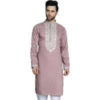 Jompers Mens Magenta Chikankari Embroidered Kurtas (Magenta, Xxl)