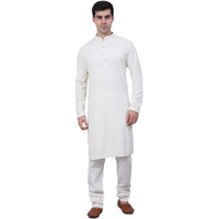 Jompers Men Chikankari Embroidered And Sequence Kurta With Churidar (White, M)