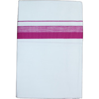 Prakasam Cotton Mens White Single Poly Cotton Dhoti With Fancy Border (1.28X2.00 Mtrs) (Gold Star) (Purple)