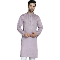 Jompers Men Purple Sequins Embroidered Kurtas (Purple, L)