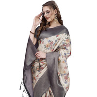 Pujia Mills Women's Plain Soft Silk Simple Lightweight Ready To Wear Saree (Pm S Ishita Dark Grey