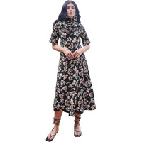 Purvaja Womens Front Silt Midi Length Dress (Wini-042-Browny_Black_X-Large)