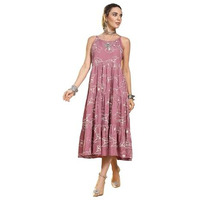 Stylum Women's Floral Printed Rayon Tiered Dress (Drsmauvebolly36_Mauve, S)